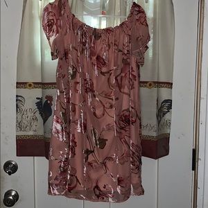 Pink Floral Velvet Textured Top